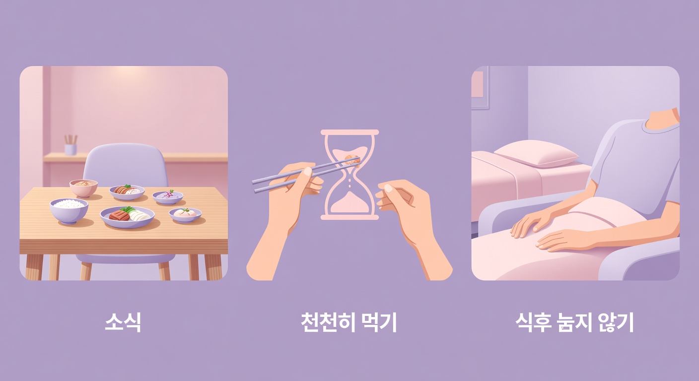 소식·천천히·식후 3시간 눕지 않기