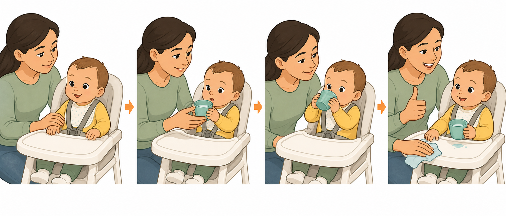 아기 컵 사용 전환 — 빨대컵·일반컵 5단계 적응