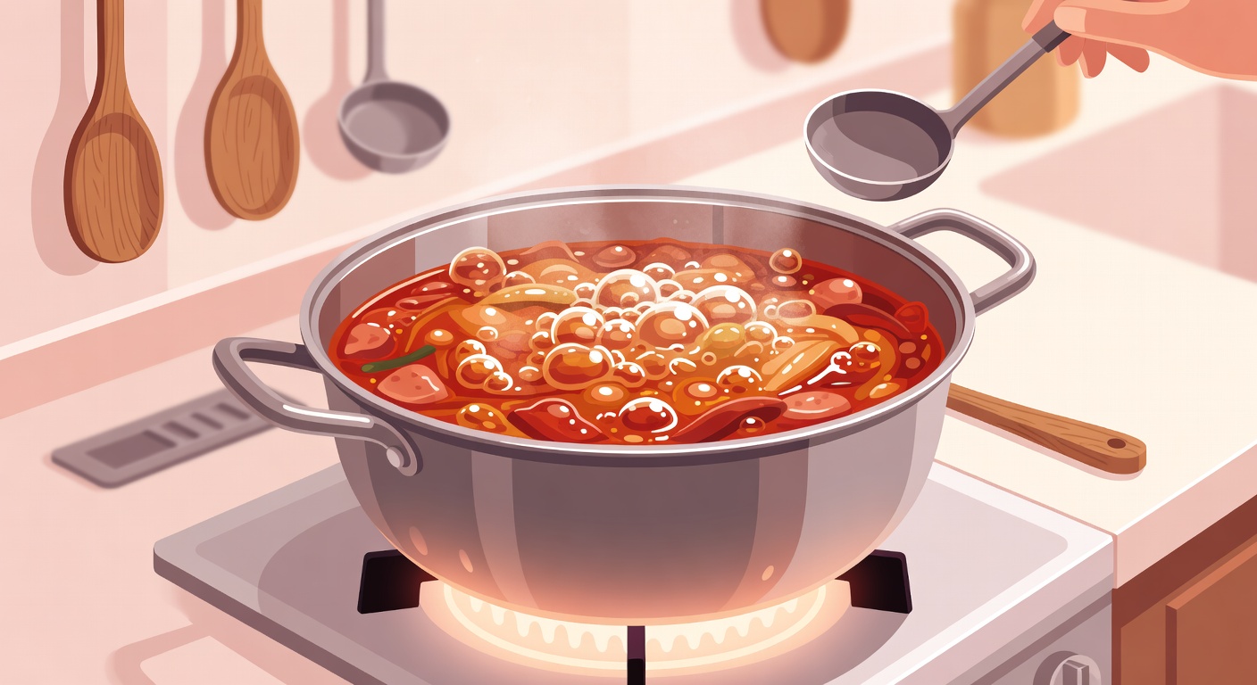 부대찌개 끓이는 법 — 불 조절