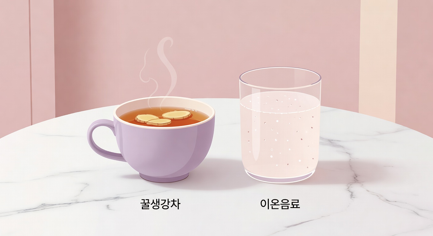 감기 수분 보충 — 꿀생강차와 이온음료
