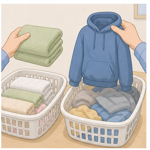 수건과 두꺼운 옷은 분리