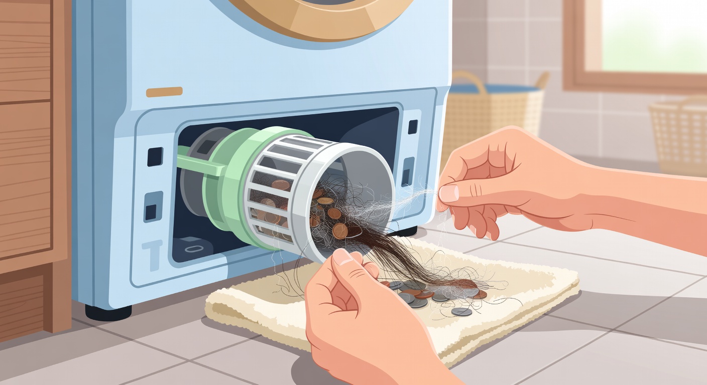 배수 필터에서 동전·머리카락·실밥 제거