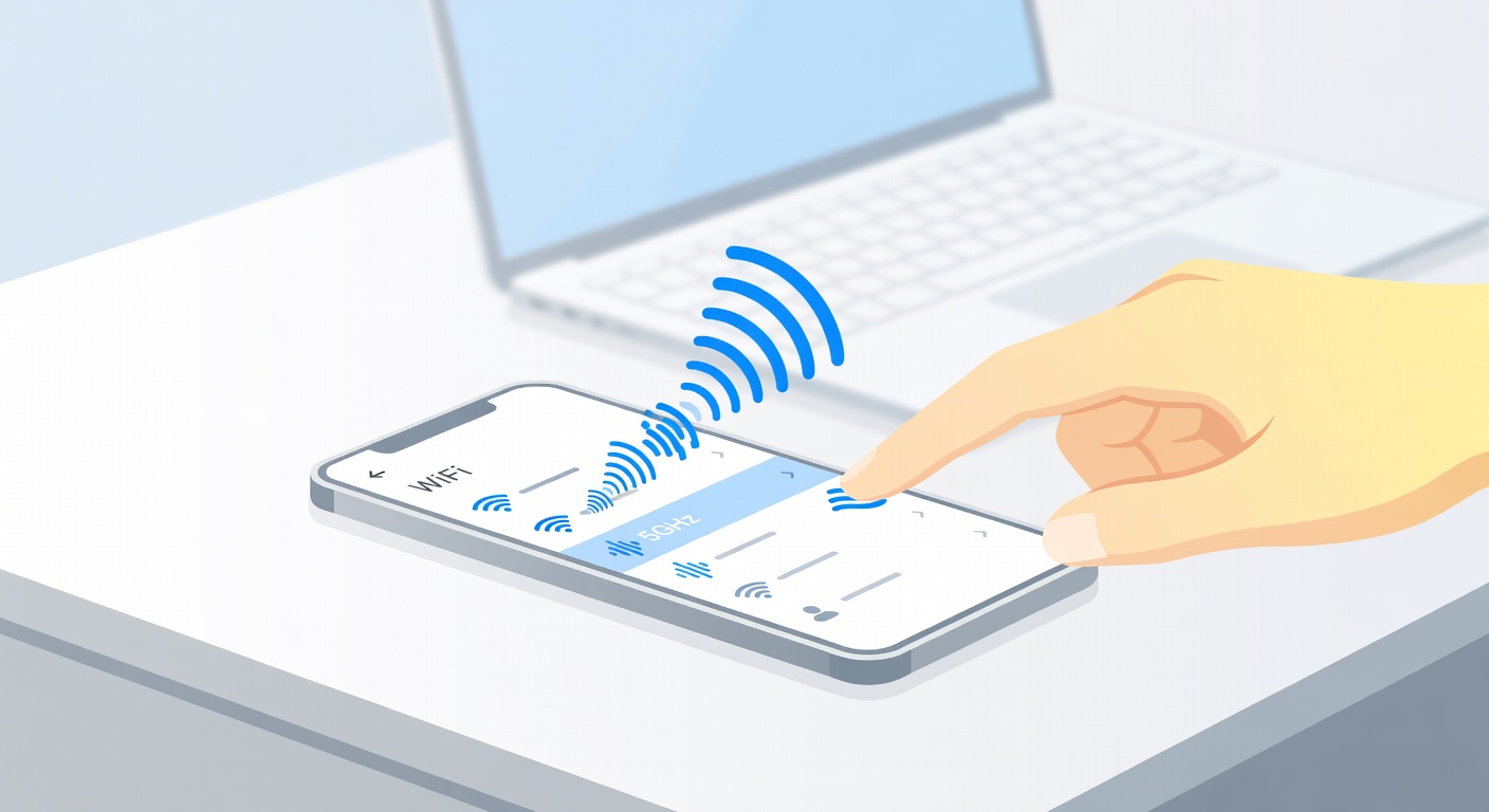 스마트폰 WiFi 설정에서 5GHz 네트워크 선택