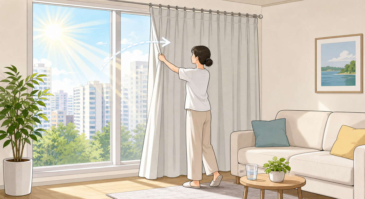 여름 햇빛 차단으로 실내 온도 낮추는 법 창문·커튼·시간대로 더위 막는 5단계